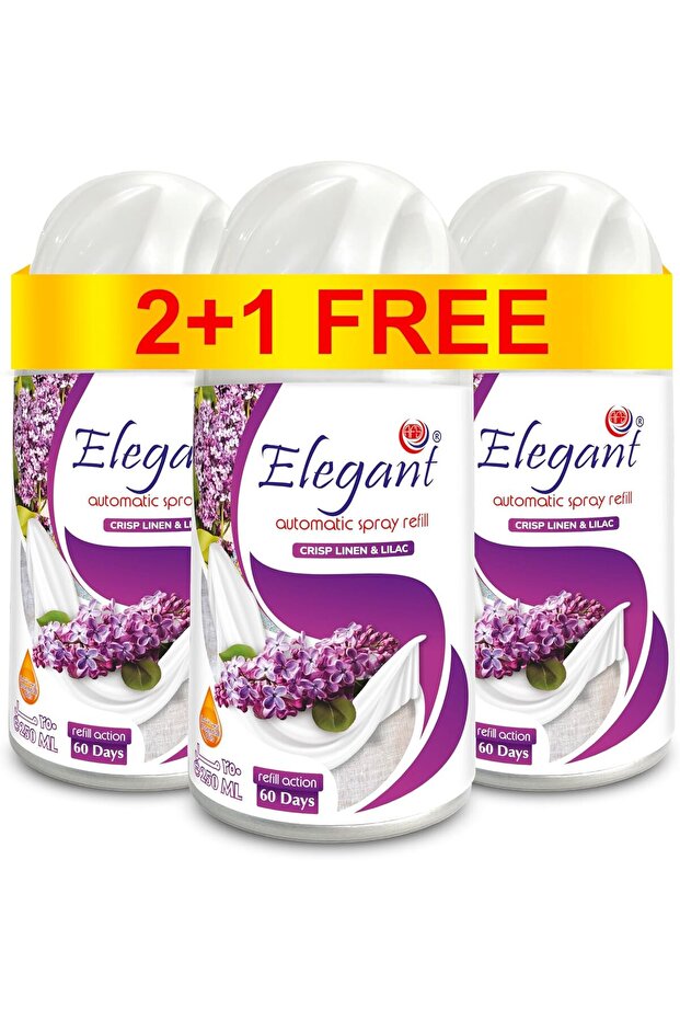 Elegant Automatic Spray Refill – Crisp Linen & Lilac – 250ML – Pack of 3 – Air Freshener Refill