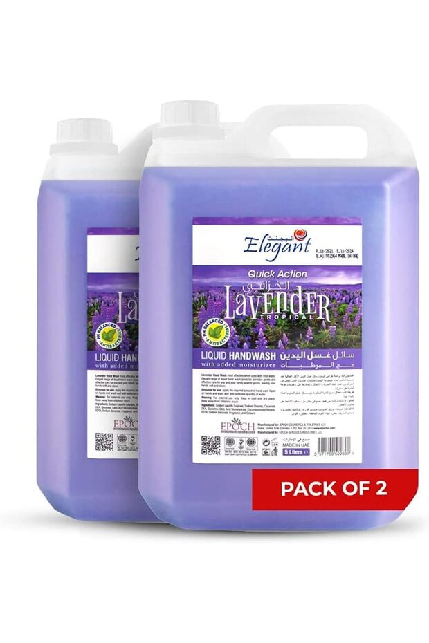 Elegant Hand Wash Liquid Refill – 5 Liter – Lavender – TWIN Pack (Pack of 2x5L)