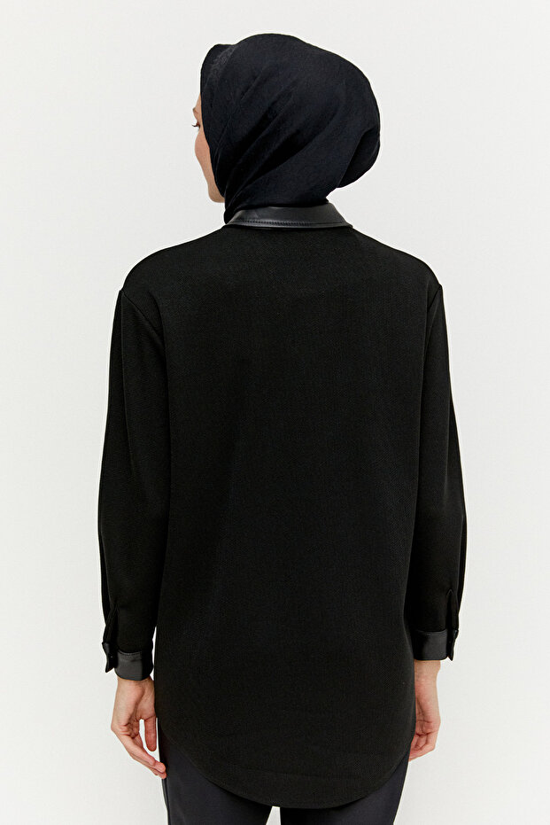 Deri Kombinli Örme Tunik - 6