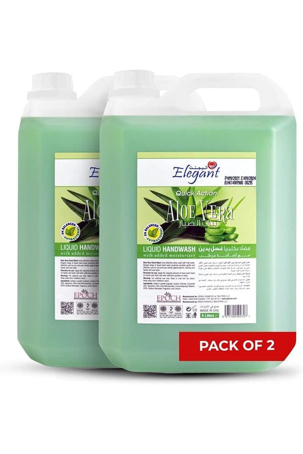 Elegant Hand Wash Liquid Refill – Gentle Aloe Vera – 5 Liter – TWIN Pack (Pack of 2x5L)