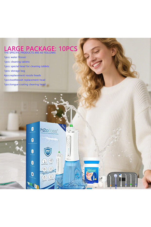 upgraded whitening water floss, portable and rechargeable, gentle teeth whitening