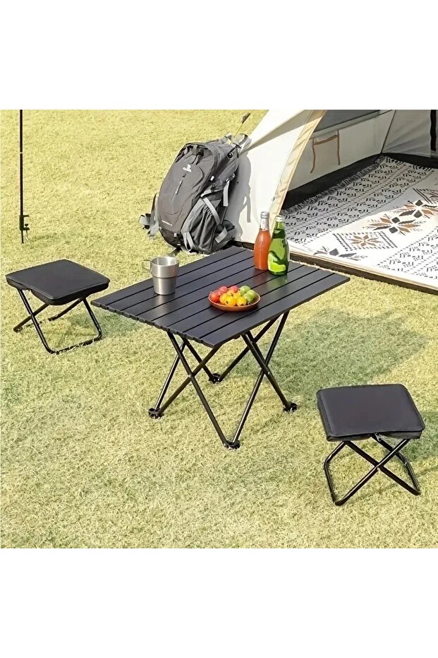 Flip Katlanır Kamp Taburesi Siyah - 2