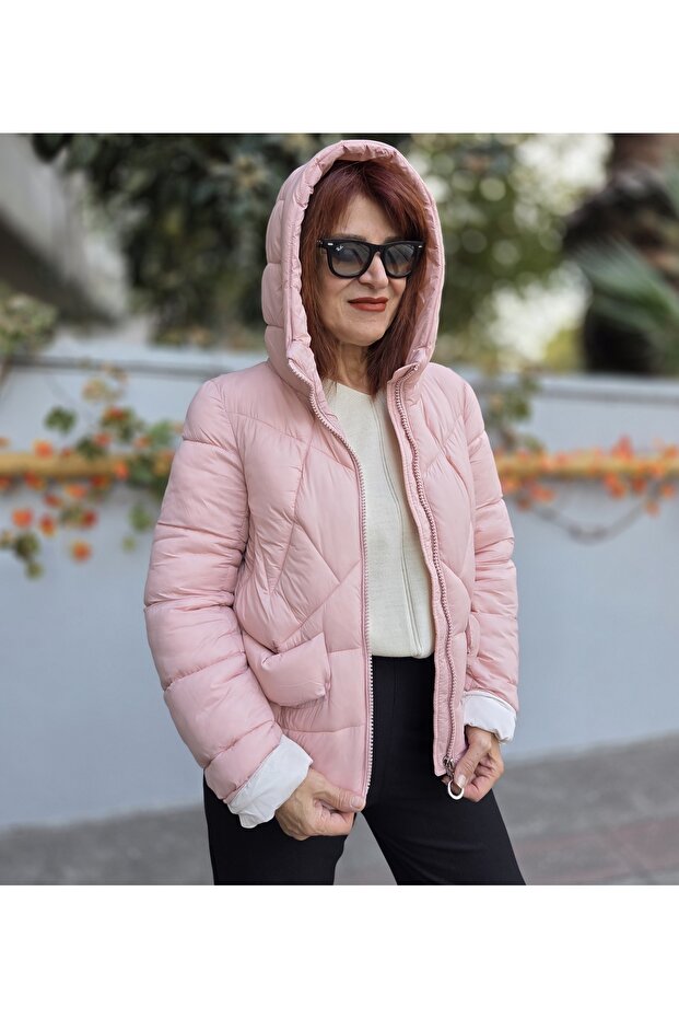 Kapüşonlu Şişme Mont - 2