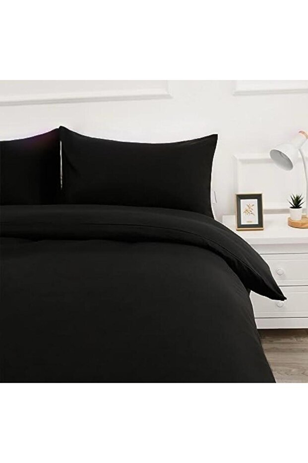 Double Black Bedding Set Fitted Sheet with Elastic Band Cotton Soft Fabric