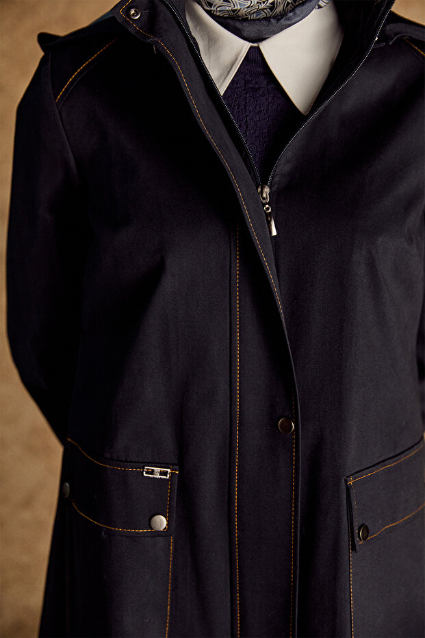 Çıkarılabilir Kapüşonlu Pamuklu Kap - 5