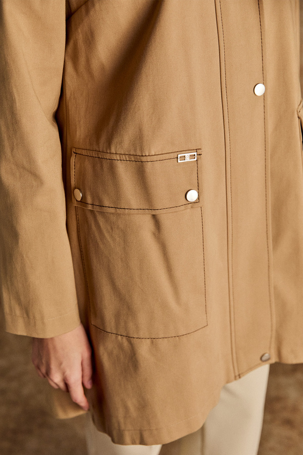 Çıkarılabilir Kapüşonlu Pamuklu Kap - 4