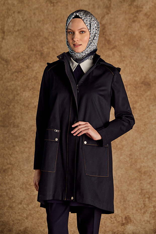 Çıkarılabilir Kapüşonlu Pamuklu Kap - 3