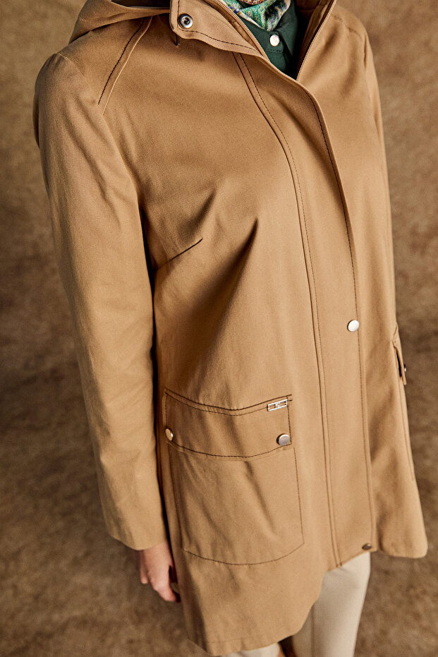 Çıkarılabilir Kapüşonlu Pamuklu Kap - 5