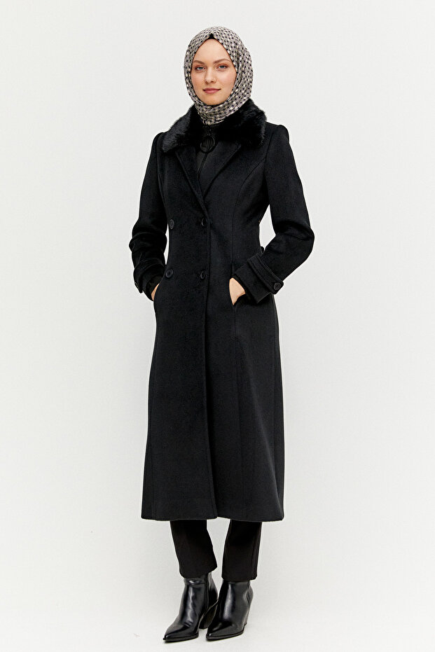 Kruvaze Kaşe Manto - 1