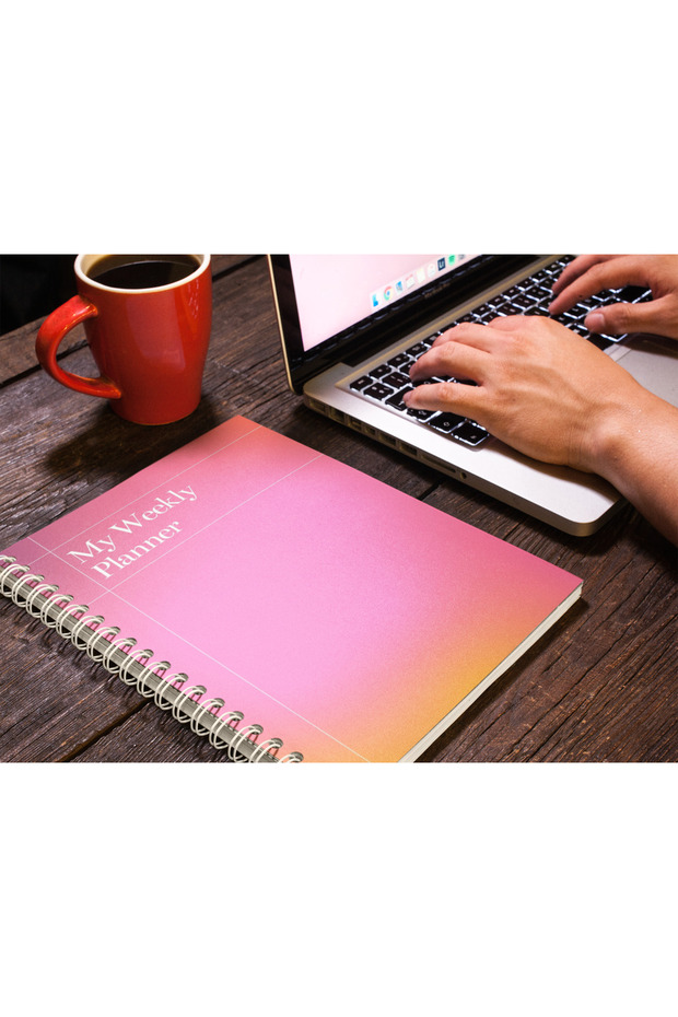 دفتر ملاحظات إيدي A5 للتخطيط الأسبوعي باللون الوردي - 6
