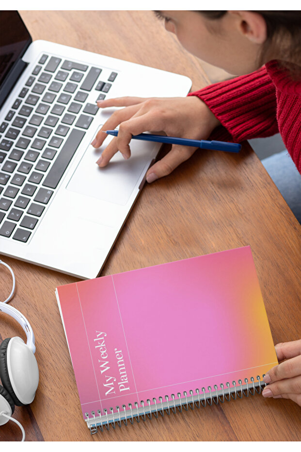 دفتر ملاحظات إيدي A5 للتخطيط الأسبوعي باللون الوردي - 3