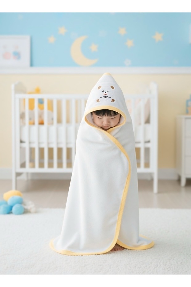 Hooded Baby Bath Towel Yellow – Ultra Soft, Water Absorbent, Newborn – 3 Years Old