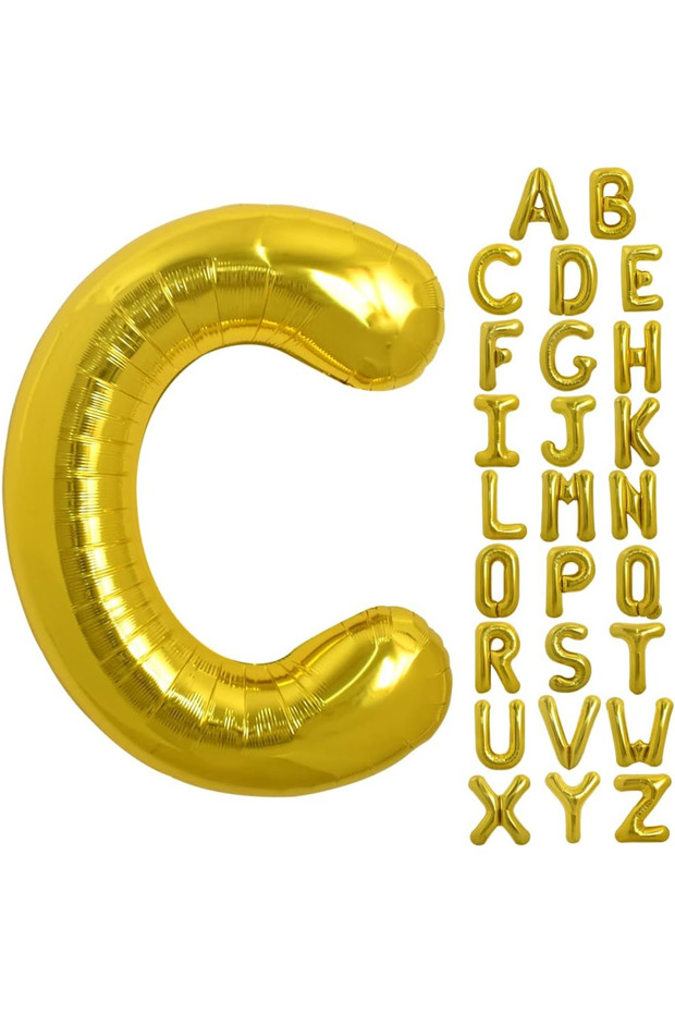 Letter C Balloon Gold Gold 78cm Large Size Compatible with Air and Helium
