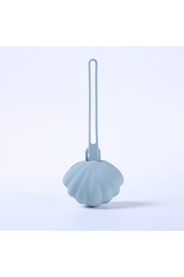 Silicone Pacifier Storage Box Pacifier Holder Portable with Strap Sea Shell Mussel Pattern Blue