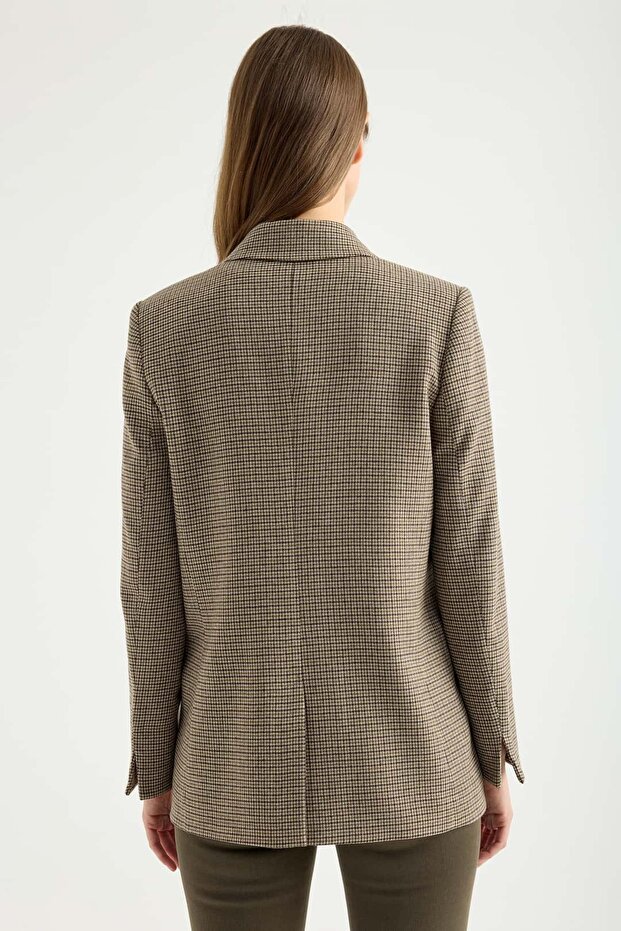 Wool Houndstooth Blazer Jacket - 8