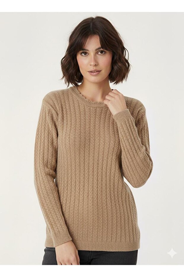 Hair Knitted Model Circular Neck Wool Knitwear Sweater
