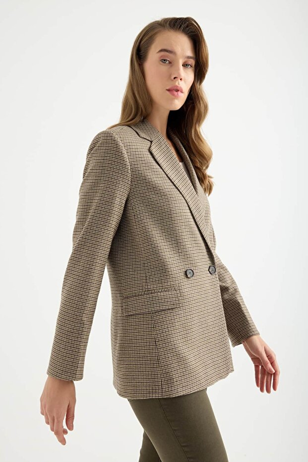 Wool Houndstooth Blazer Jacket - 7