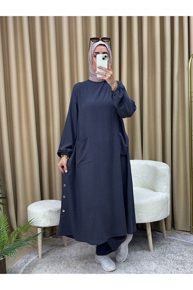 SNAP BUTTON TUNIC PANTS SET - 3