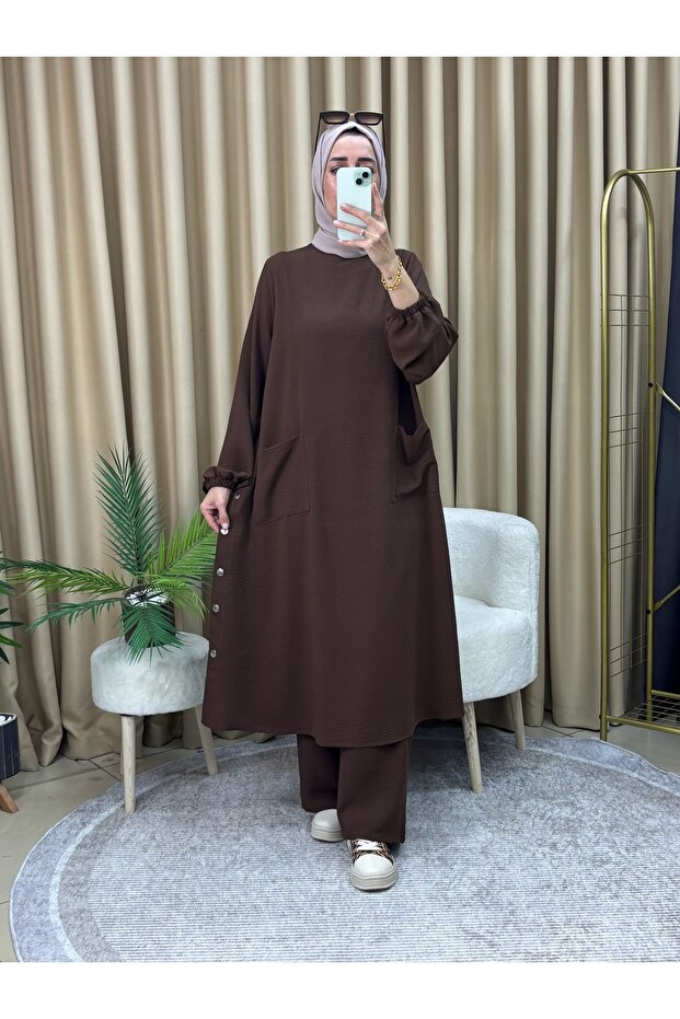 SNAP BUTTON TUNIC PANTS SET - 3