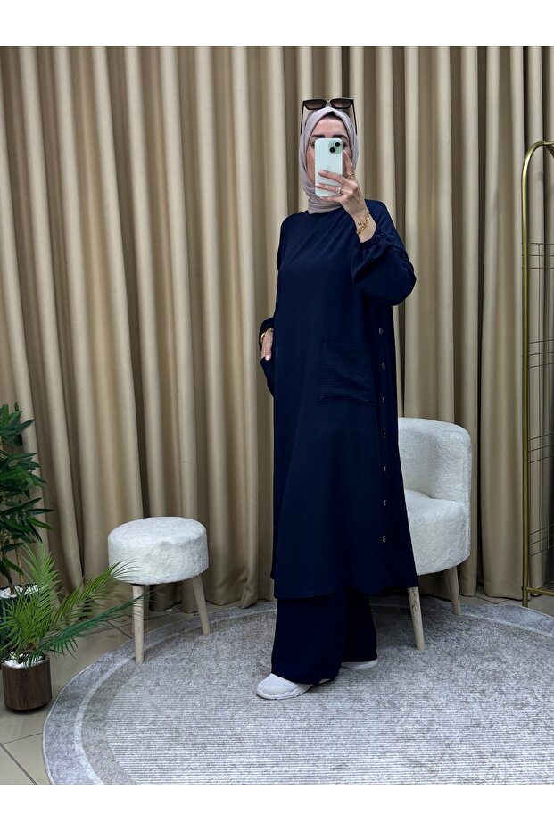 SNAP BUTTON TUNIC PANTS SET - 3