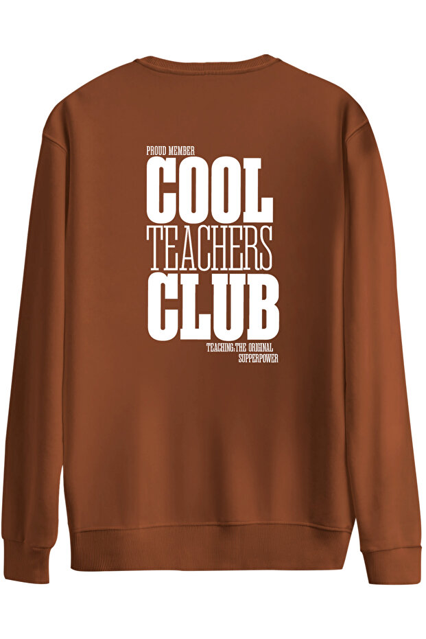 سترة Cool Teachers Club مطبوع ذات الرقبة الدائرية قصة فضفاضة