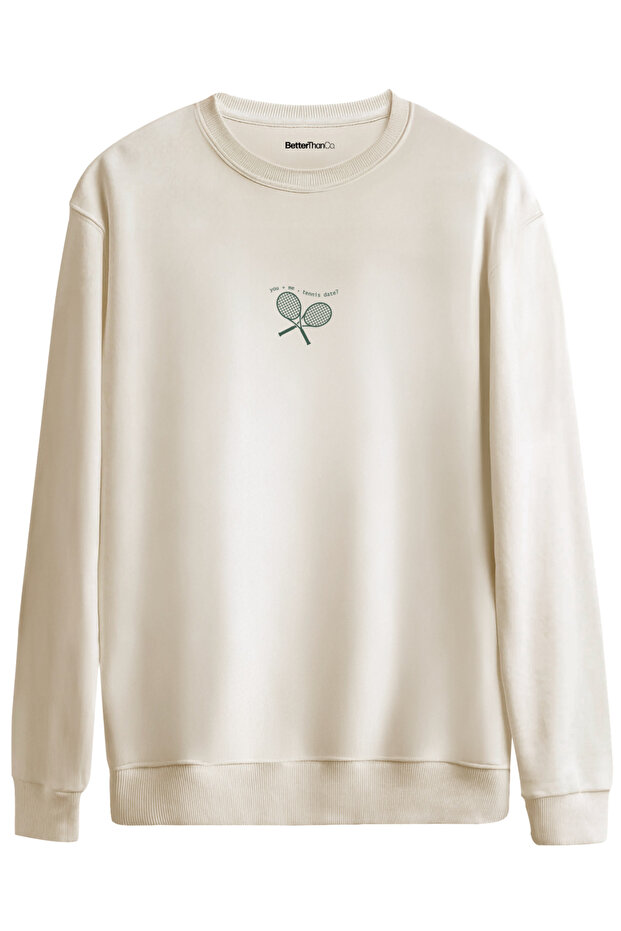 Tennis Date Printed Crew Neck Oversized Sweatshirt