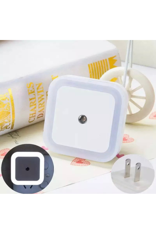 Sensor Night Light Plug-In Square Night Lamp Smart Dusk to Dawn Sensor Lamps (White)