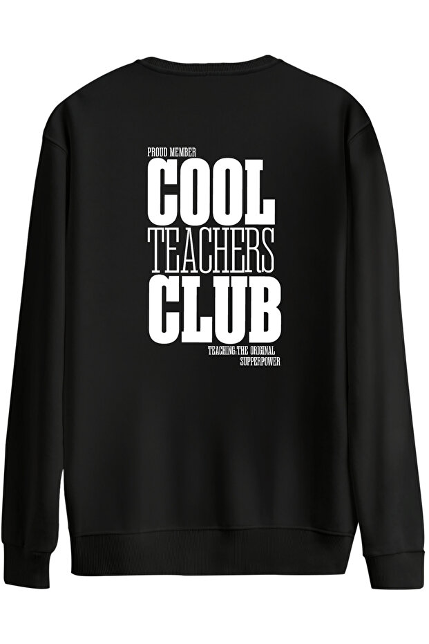 سترة Cool Teachers Club مطبوع ذات الرقبة الدائرية قصة فضفاضة