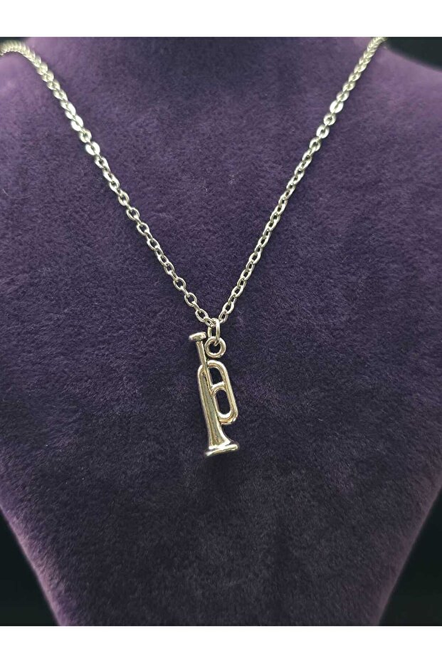 Trumpet Model Bugle Wind Instrument Style Musician Themed Steel Necklace