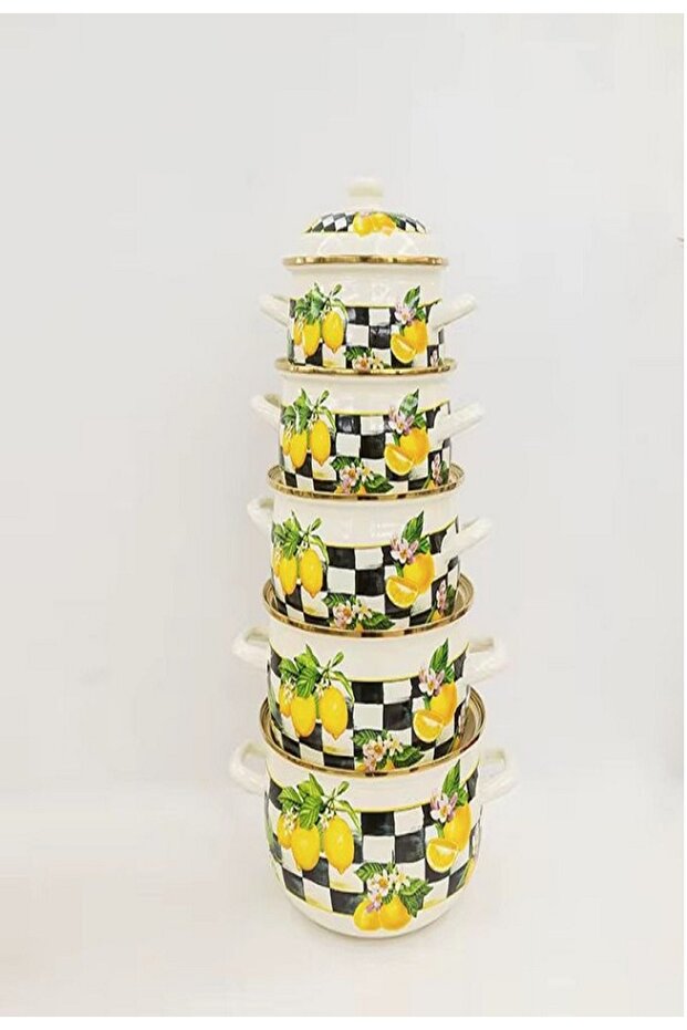 Shinko pot set with lemon pattern - 2