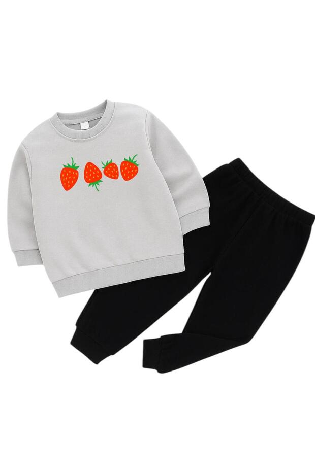 Strawberry Printed 3-Ply Children's Tracksuit Set