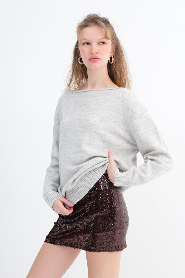 Boat Neck Knitwear Sweater K3480