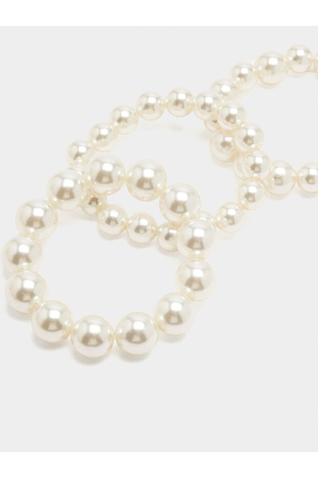 İnci Süslemeli Elastik Bileklik Seti - 1