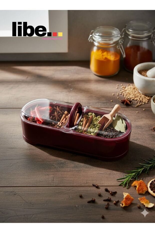 وعاء توابل أرجواني اللون يوضع على الطاولة - 1