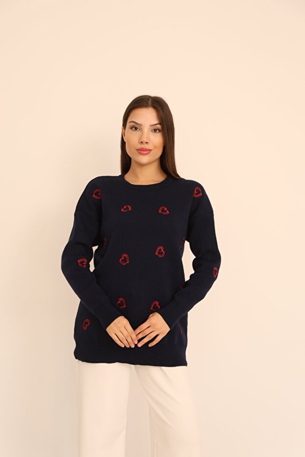 Heart Embroidered Sweater