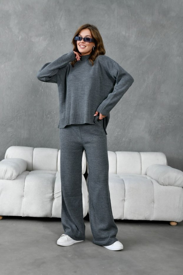 Basic Oversized Sweater Pants Knitwear Bottom-Top Set Aw25Au0040