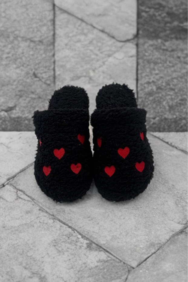 Winter Women's House Slippers | Small Heart Embroidered | Non-Slip Base