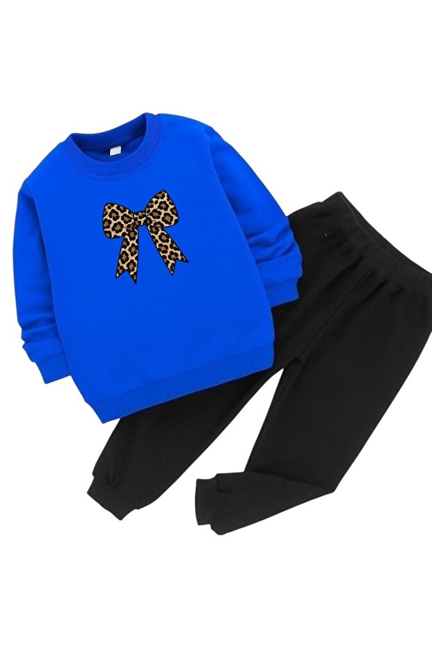 Leopard Ribbon Printed 3-Ply Children's Tracksuit Set