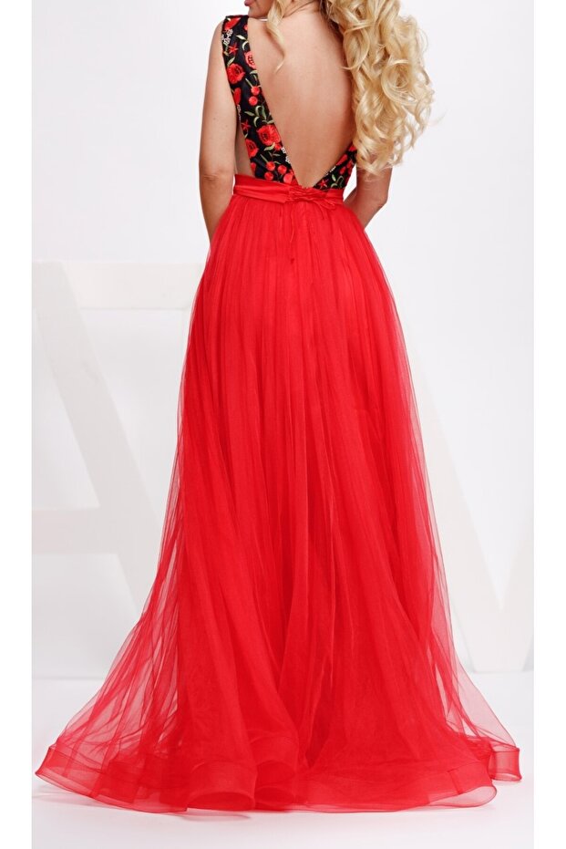 Rochie lunga eleganta din tul si dantela - 3