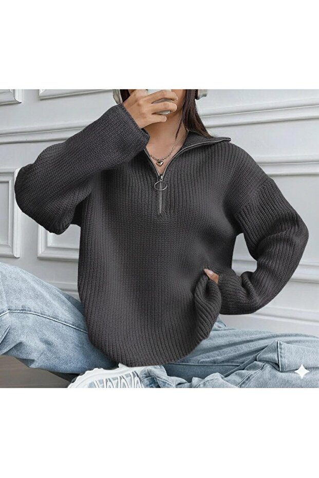 Zippered Knitwear Sweater