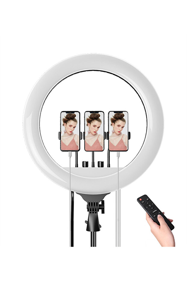 18-inch LED Ring Light - Dimmable Makeup & Selfie Light with Carrying Bag and Remote