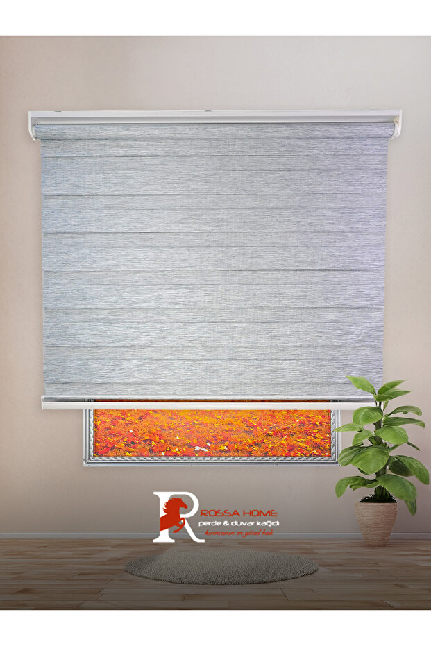 Ithal Bambu Gri Bambu Stor Zebra Perde Etek Dilimsiz - 4