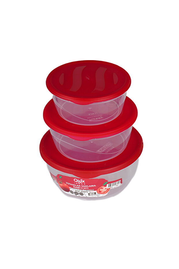 Qlux 3 Size Storage Container Round Storage Container Set 750 ml + 1100 ml + 1750 ml Bpa Free - 2
