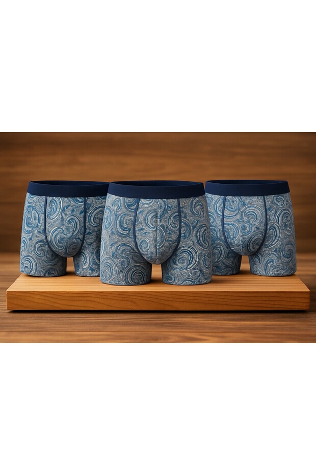 Modal Men's Shawl Patterned 3 Pieces Boxer Thc04Lv16Lk
