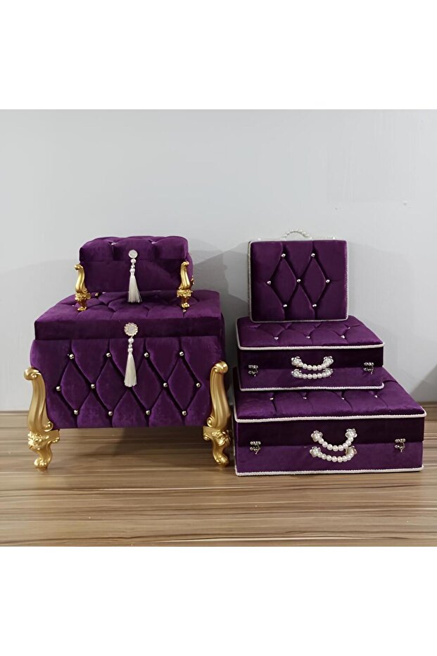 Trunk Bride Groom Suitcase Bag Engagement Dowry Chest 5-Piece 1204
