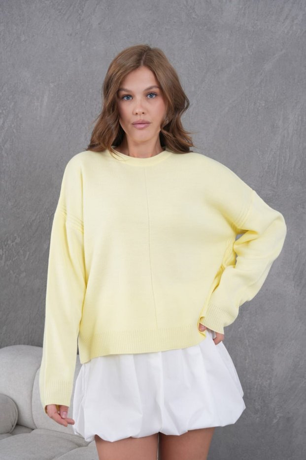 Basic Oversized Crew Neck Knitwear Sweater Aw25Kz0084