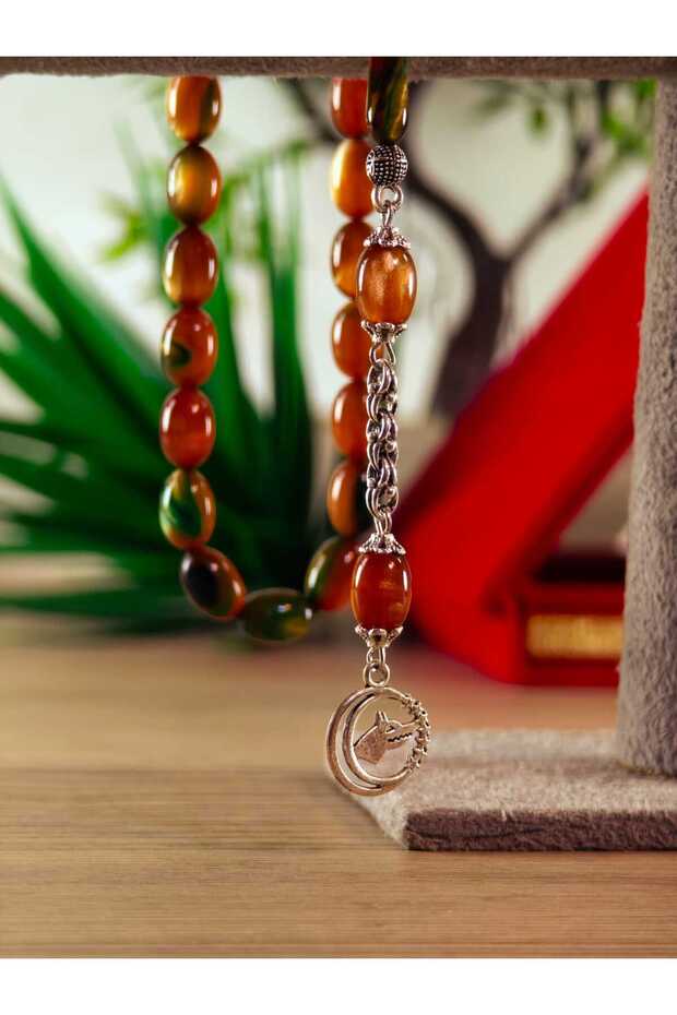 Fire Amber Prayer Beads, Masterfully Crafted, Handmade Capsule-Cut Special Pine Resin Prayer Beads with Tassels