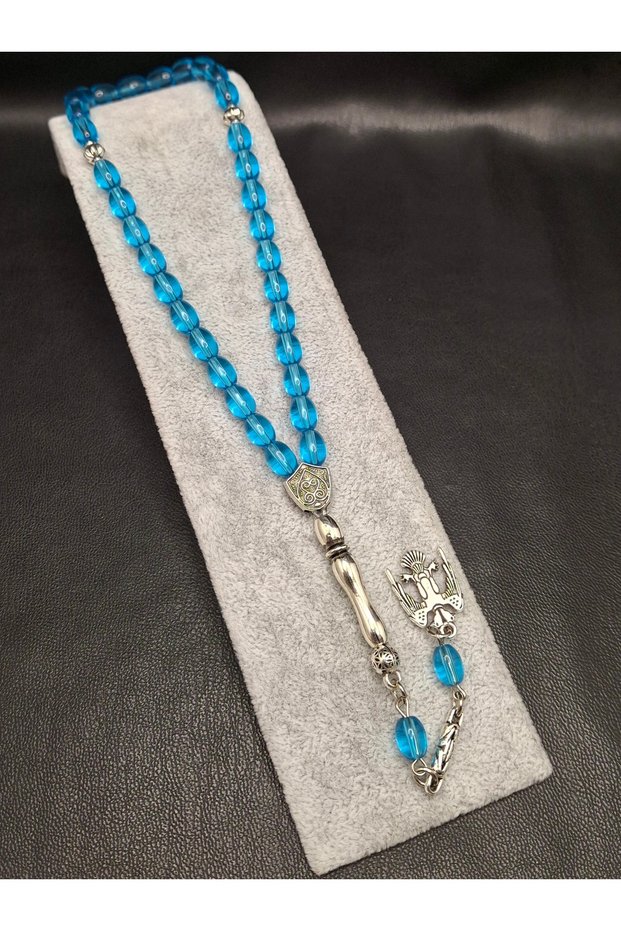 Turquoise Color Barley Cut Glass Rosary