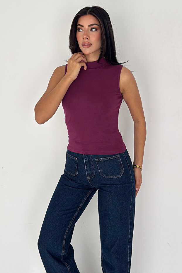 Kadın Kolsuz Boğazlı Basic Body – Sleek Core - 1