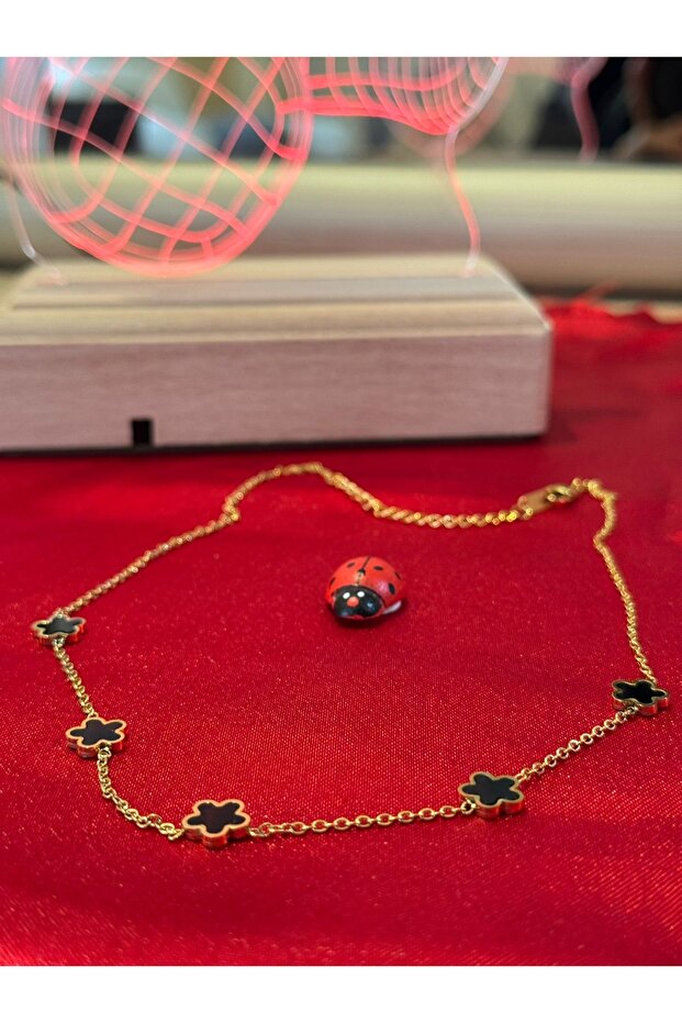 ÇELİK SİYAH YONCA KOLYE - 1